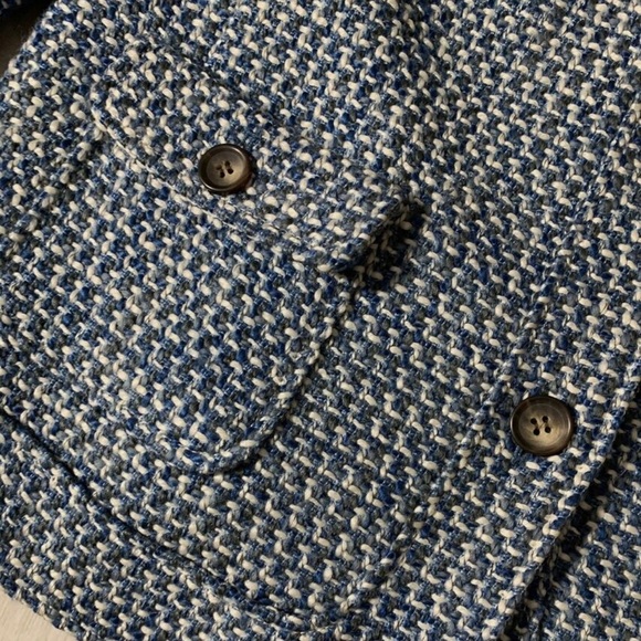 Talbots Wool Blend Blue White Tweed Front Pocket Jacket size16 - Picture 2 of 4